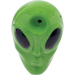 3.5" Green Alien Ceramic Pipe - Wacky Bowlz [CP121]